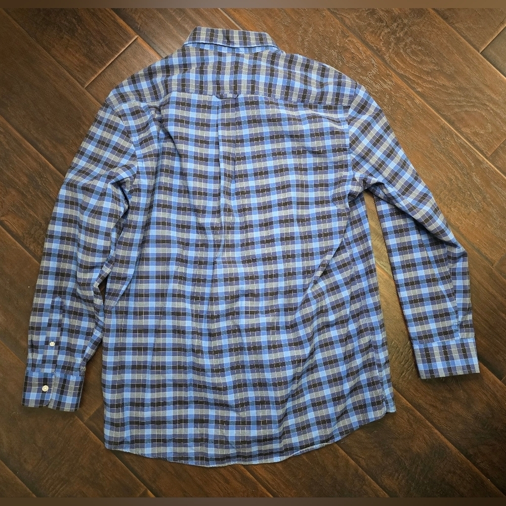 Islandia Mens Collared Button Up Blue Plaid Long Sleeve Top XXL - Picture 3 of 11